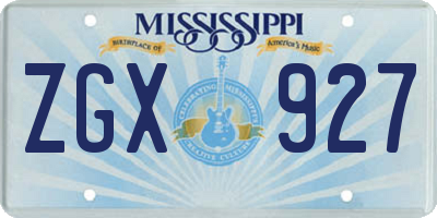 MS license plate ZGX927