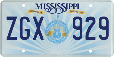 MS license plate ZGX929
