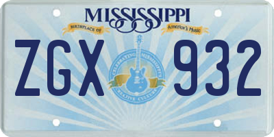 MS license plate ZGX932