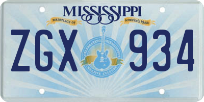 MS license plate ZGX934