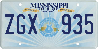 MS license plate ZGX935