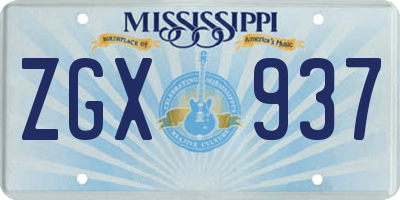MS license plate ZGX937