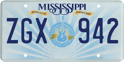 MS license plate ZGX942