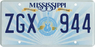 MS license plate ZGX944