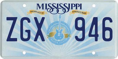MS license plate ZGX946