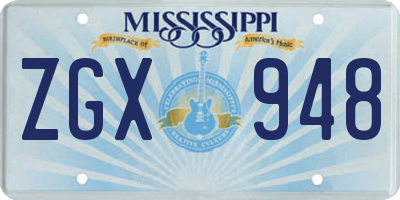 MS license plate ZGX948