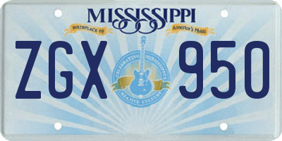 MS license plate ZGX950