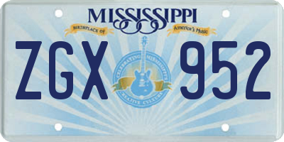 MS license plate ZGX952