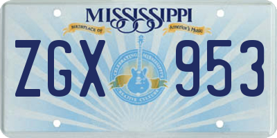 MS license plate ZGX953