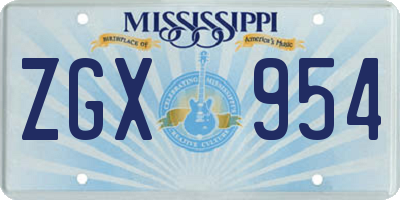 MS license plate ZGX954