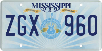 MS license plate ZGX960