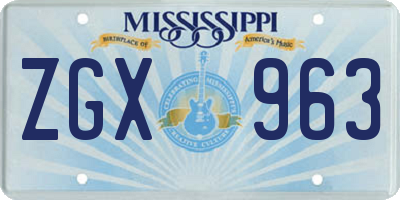 MS license plate ZGX963