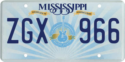 MS license plate ZGX966
