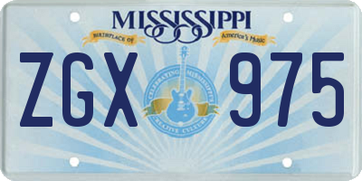 MS license plate ZGX975