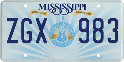 MS license plate ZGX983