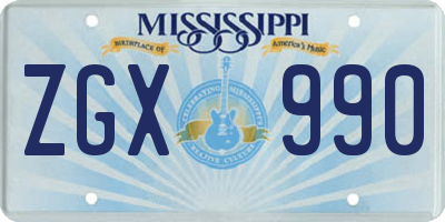 MS license plate ZGX990