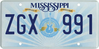 MS license plate ZGX991