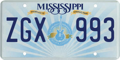 MS license plate ZGX993