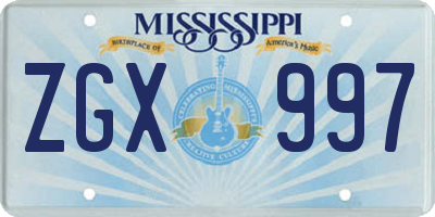 MS license plate ZGX997