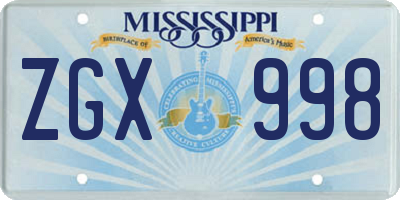 MS license plate ZGX998