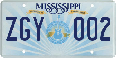 MS license plate ZGY002