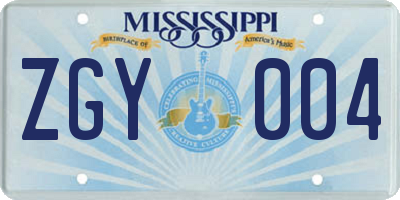 MS license plate ZGY004