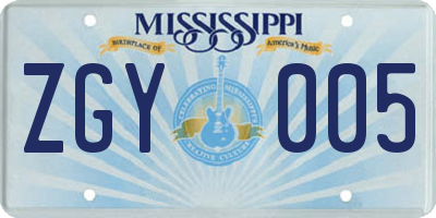 MS license plate ZGY005