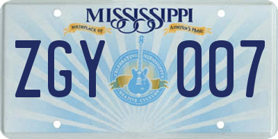 MS license plate ZGY007