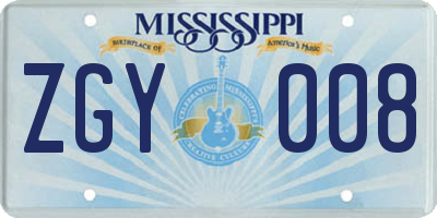 MS license plate ZGY008