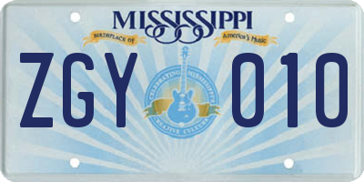 MS license plate ZGY010