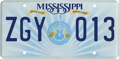MS license plate ZGY013
