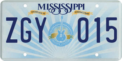 MS license plate ZGY015
