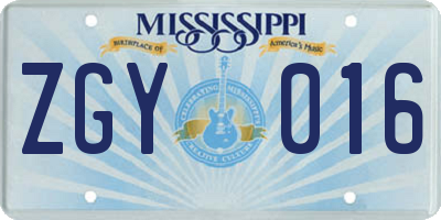MS license plate ZGY016