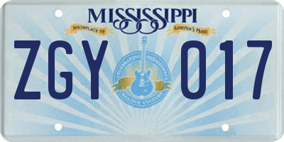 MS license plate ZGY017