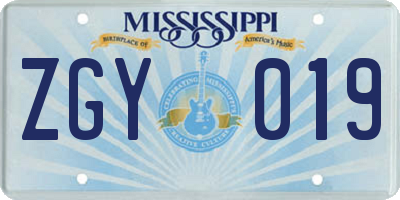 MS license plate ZGY019