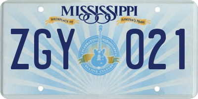 MS license plate ZGY021