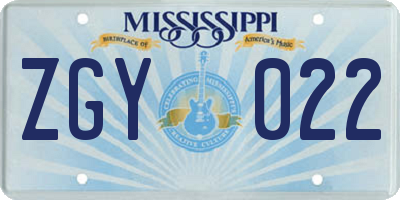 MS license plate ZGY022