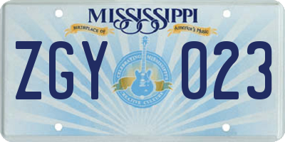 MS license plate ZGY023