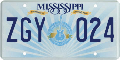 MS license plate ZGY024