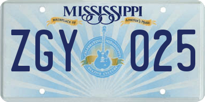 MS license plate ZGY025