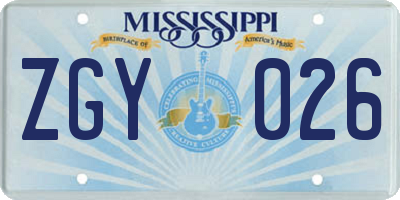 MS license plate ZGY026