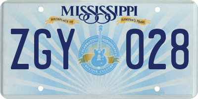 MS license plate ZGY028