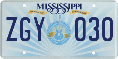 MS license plate ZGY030