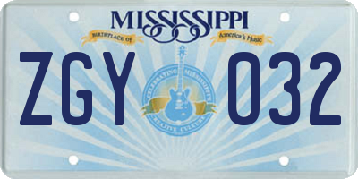 MS license plate ZGY032