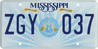 MS license plate ZGY037