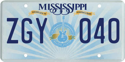 MS license plate ZGY040