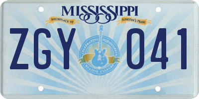 MS license plate ZGY041