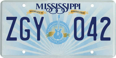 MS license plate ZGY042