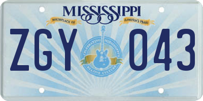 MS license plate ZGY043