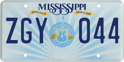 MS license plate ZGY044